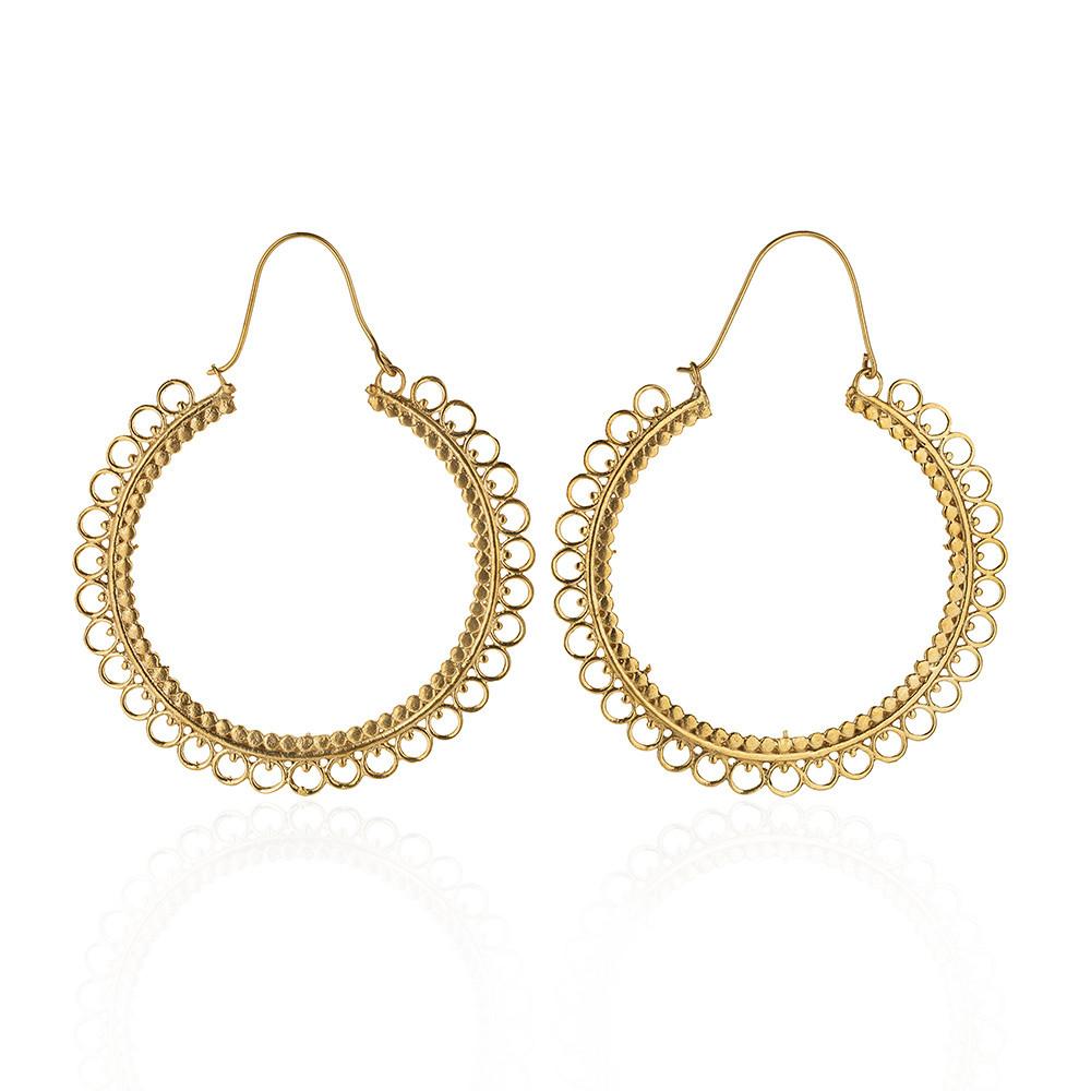 Around the World pure brass earrings