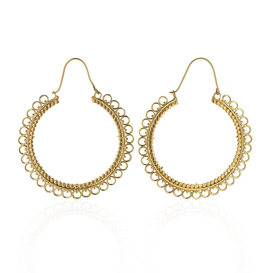 Around the World pure brass earrings