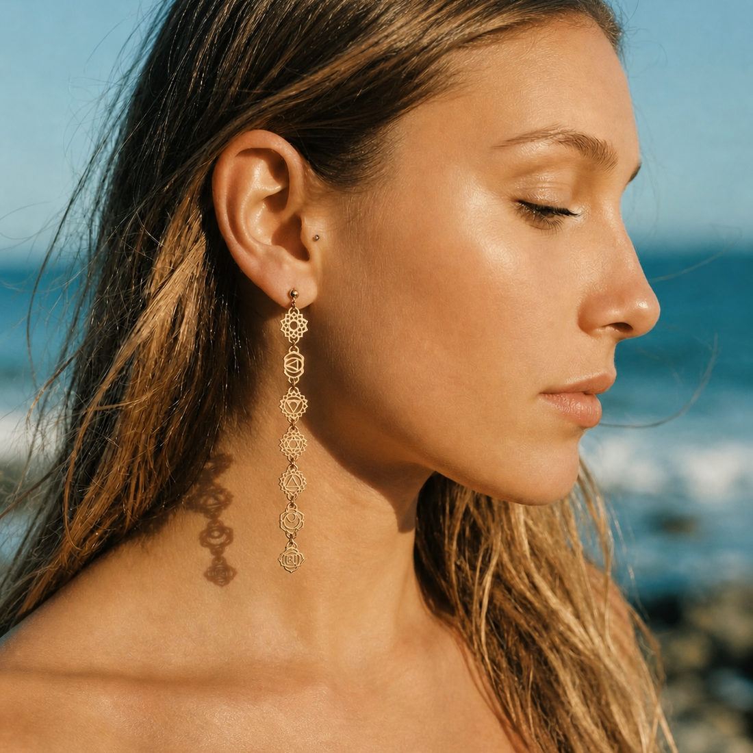Daya 7-Chakra Gold Earrings