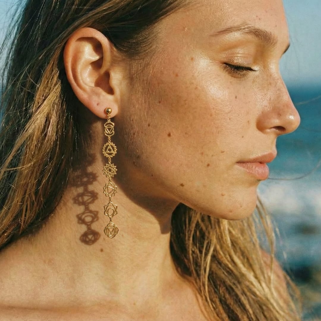 Daya 7-Chakra Gold Earrings
