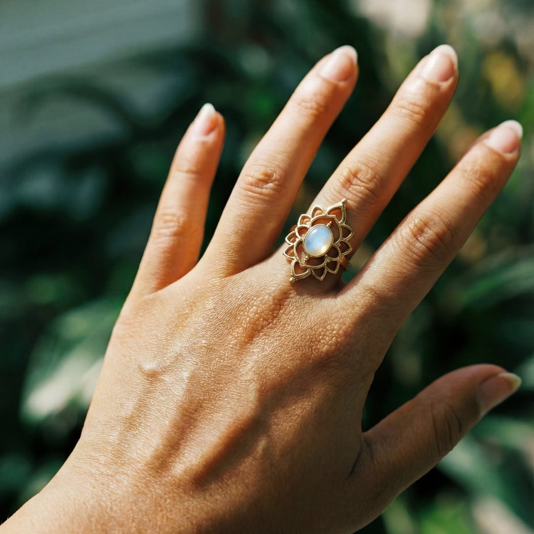 Lotus Moonstone Ring