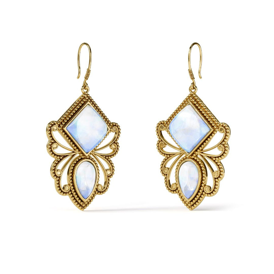 Crystal Bees Moonstone Earrings