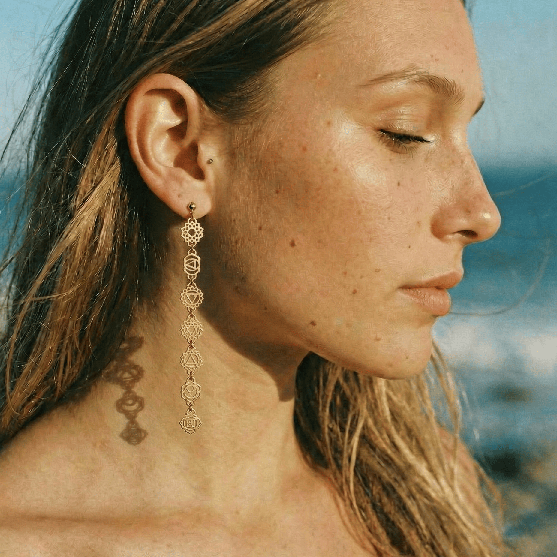 Daya 7-Chakra Gold Earrings