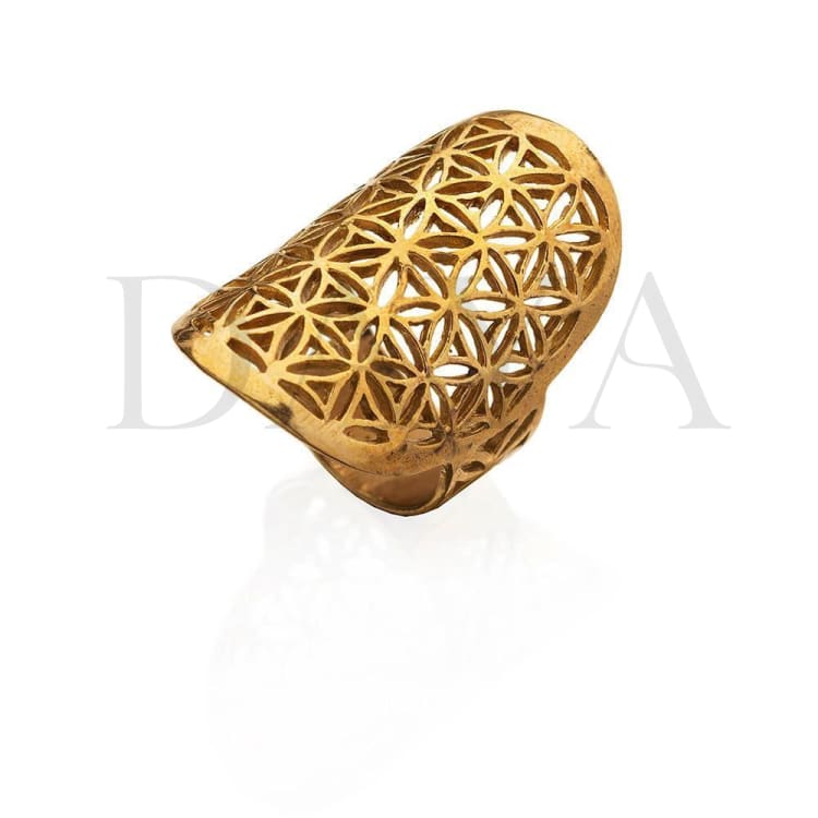 Flower of Life pure brass ring