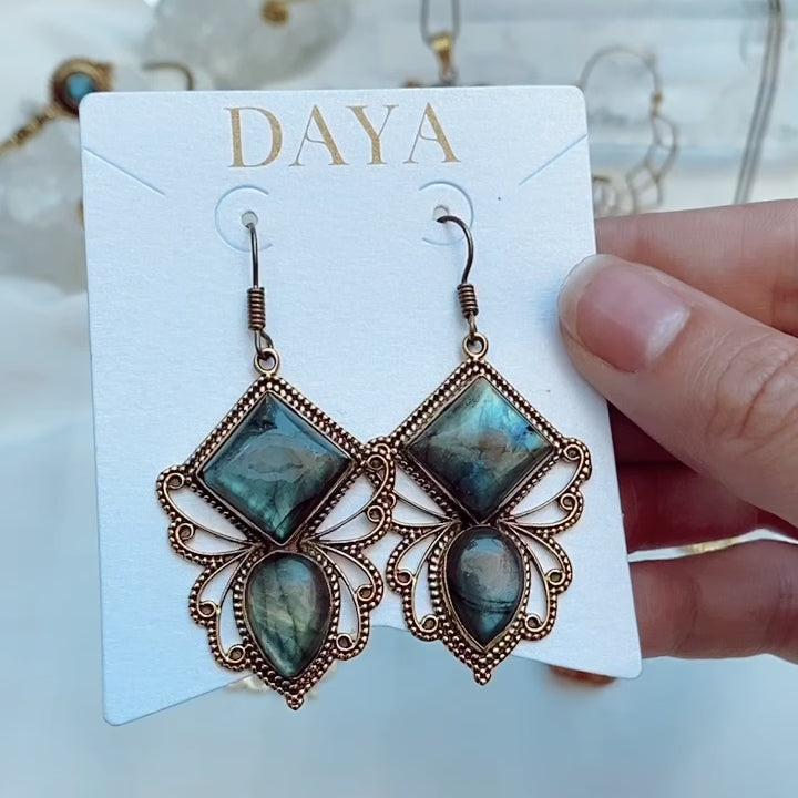 Crystal Bees Labradorite Earrings